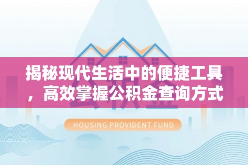 南阳揭秘现代生活中的便捷工具，高效掌握公积金查询方式